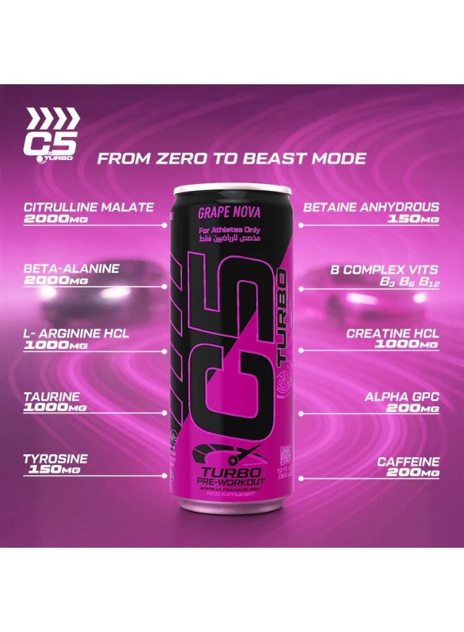 C5 Turbo Energy Drink 355ml – Grape Nova (Pack of 12) - Image 3